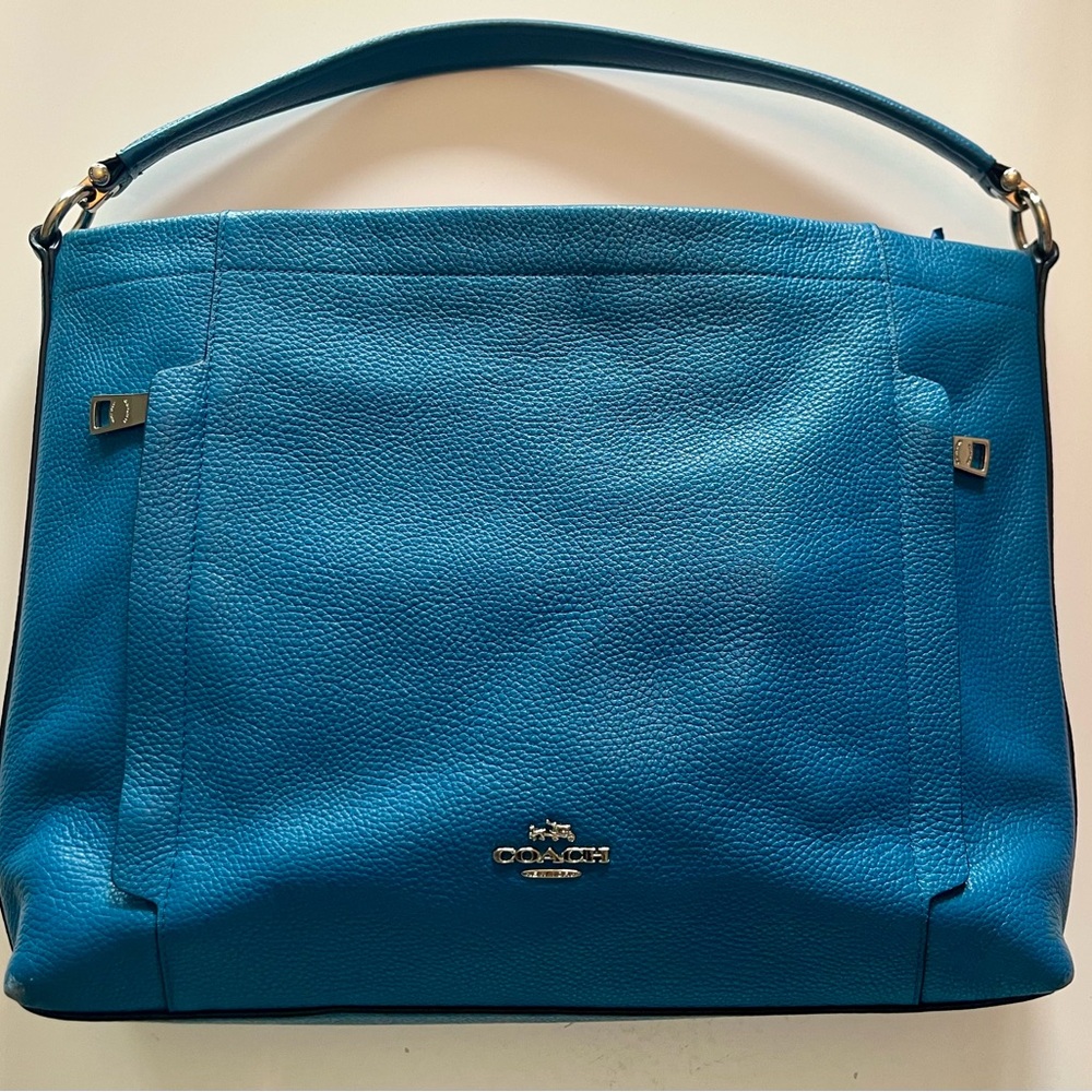 Coach Blue Pebbled Leather Hobo Shoulder Bag